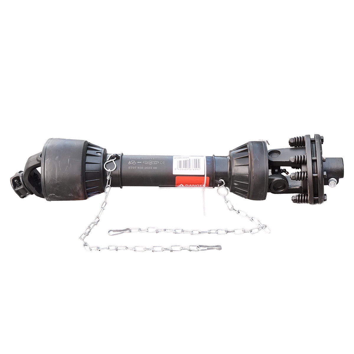 Cardan 850 mm S7 T7 with clutch composed of 2 discs cross 30.2x106.5 (star pipe) 1 3/8 Z=6 cutter